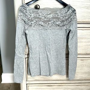 H&M Lace off the should gray Top XS